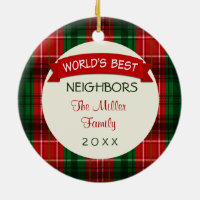 Neighbor Holiday Plaid Christmas Gift Ornaments