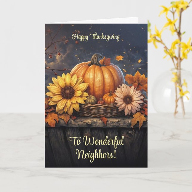 Neighbor Neighbour or Neighbors Happy Thanksgiving Card (Yellow Flower)