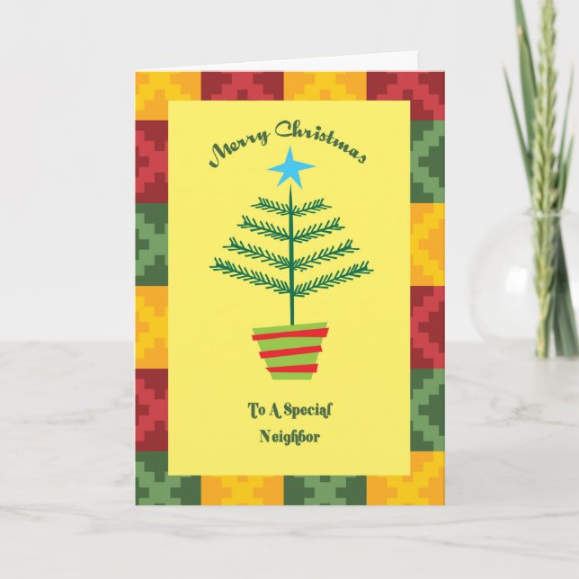 Neighbor Primsy Christmas Holiday Card (Front)