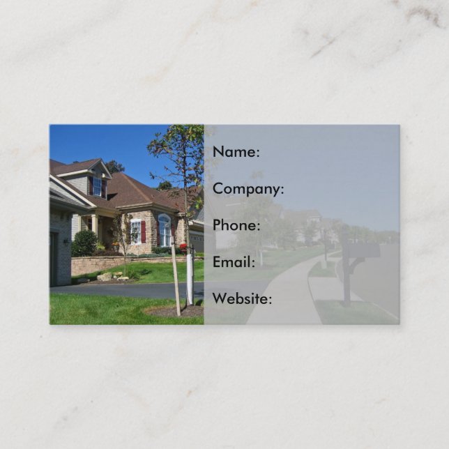 Neighborhood and Red Welcome Mat Real Estate Agent Business Card (Front)