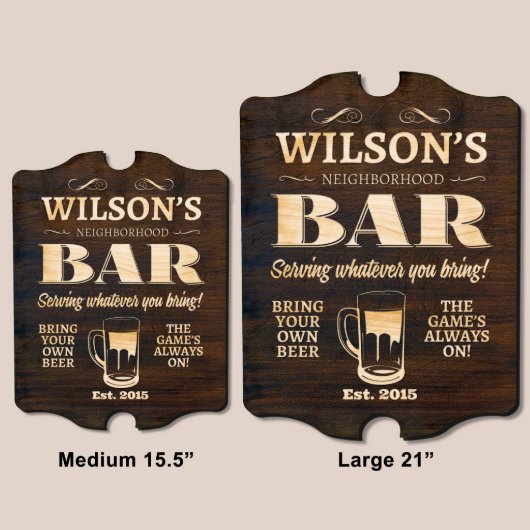 Neighborhood Bar Beer Lover Wooden Wall Sign (Sizes)