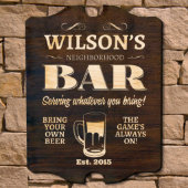 Neighborhood Bar Beer Lover Wooden Wall Sign (Front)