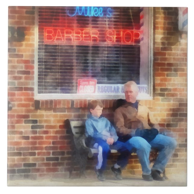 Neighborhood Barber Shop Ceramic Tile (Front)