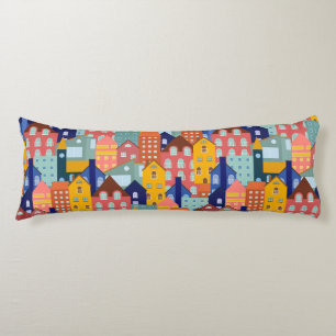 Neighborhood Block City Houses Pattern Body Pillow