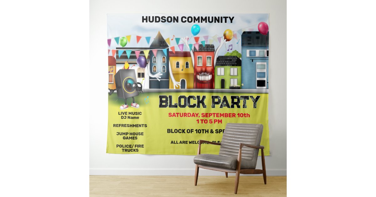 Neighborhood Block Party Banner Backdrop | Zazzle