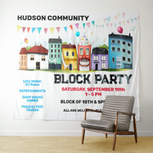 Neighborhood Block Party Banner Backdrop