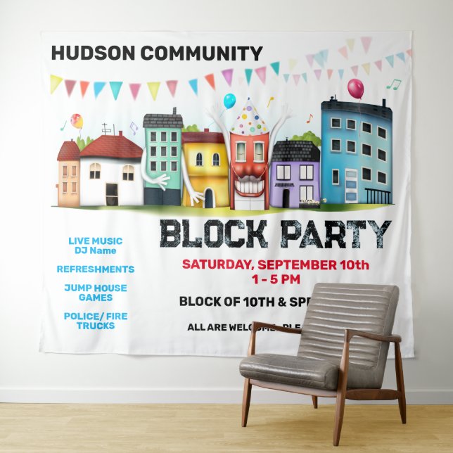 Neighborhood Block Party Banner Backdrop (In Situ (Horizontal))