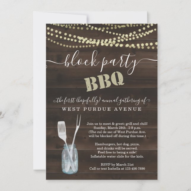 Neighborhood Block Party BBQ Invitation (Front)