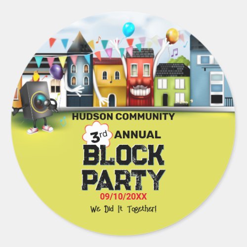 Neighborhood Block Party Classic Round Sticker