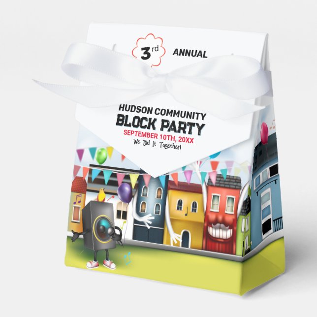 Neighborhood Block Party Favor Boxes (Front Side)