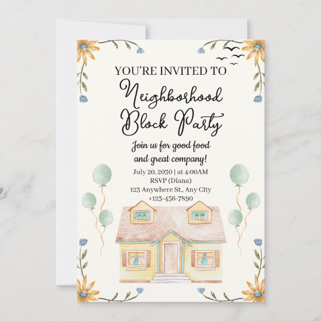 Neighborhood Block Party Invitation (Front)