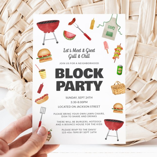 Neighborhood Block Party Invitation (Block Party Neighborhood Picnic)