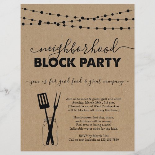Neighborhood Block Party Invitation Flyer