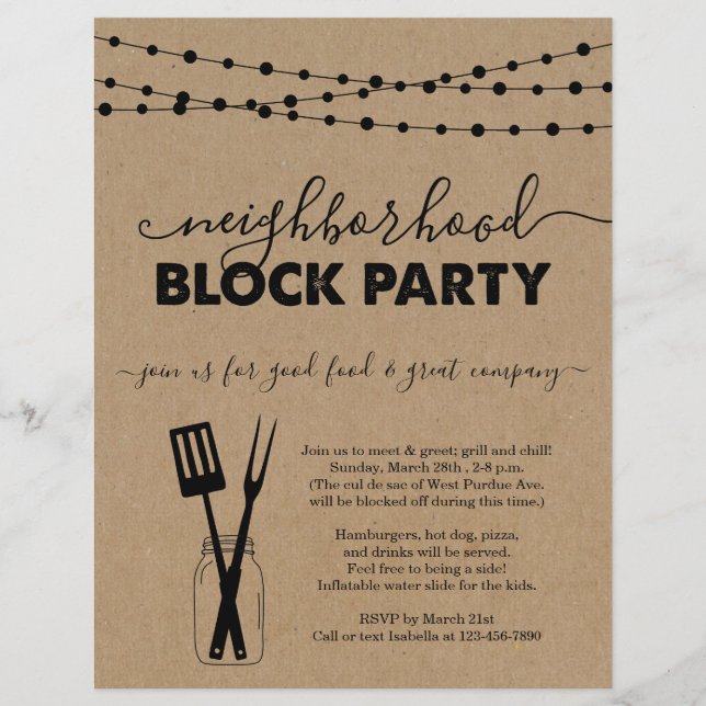Neighborhood Block Party Invitation Flyer (Front)