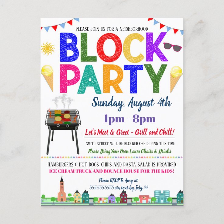 Neighborhood Block Party Invite | Zazzle