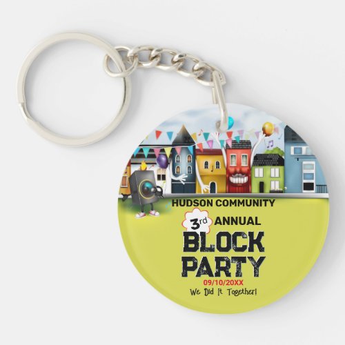 Neighborhood Block Party Keychain
