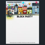 Neighborhood Block Party Letterhead<br><div class="desc">Houses rocking to a Music at a Party.</div>