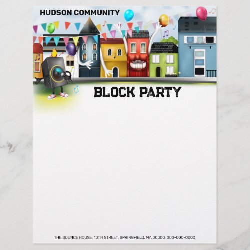 Neighborhood Block Party Letterhead