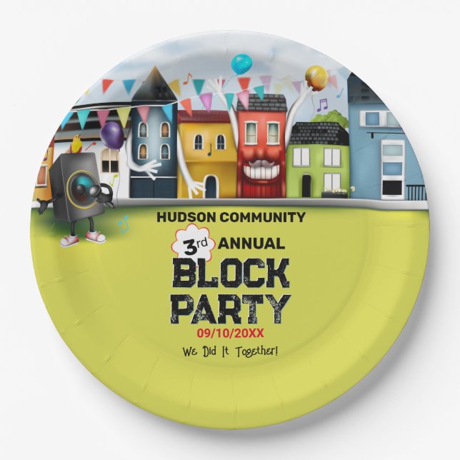 Neighborhood Block Party Paper Plates (Front)