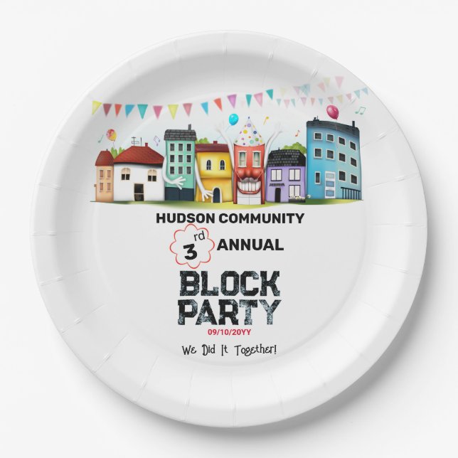 Neighborhood Block Party Paper Plates (Front)