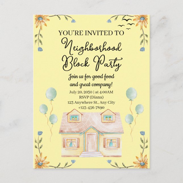 Neighborhood Block Party Postcard (Front)