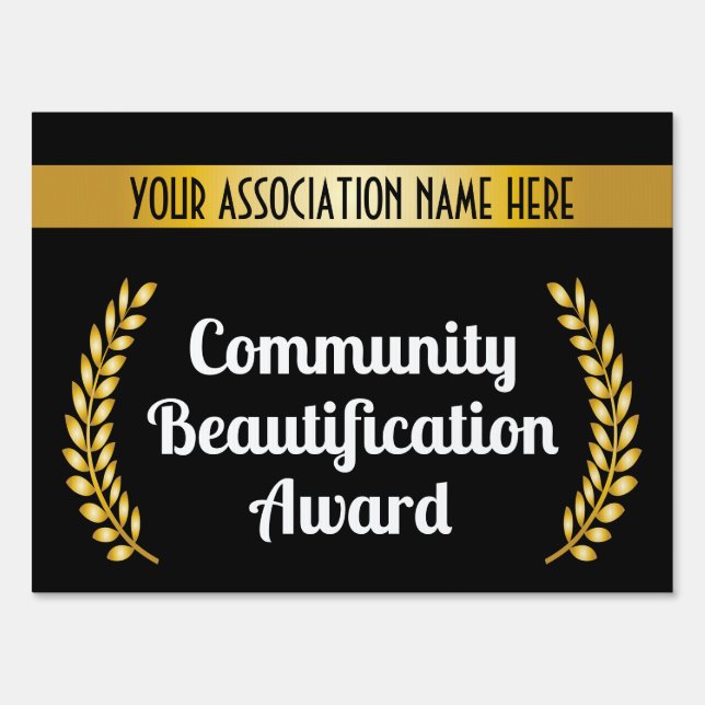 Neighborhood Community Beautification Award Sign (Front)