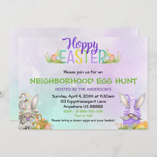 Neighborhood Easter Egg Hunt Invitation (Front/Back)