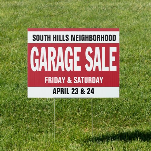 Neighborhood Garage Sale Sign