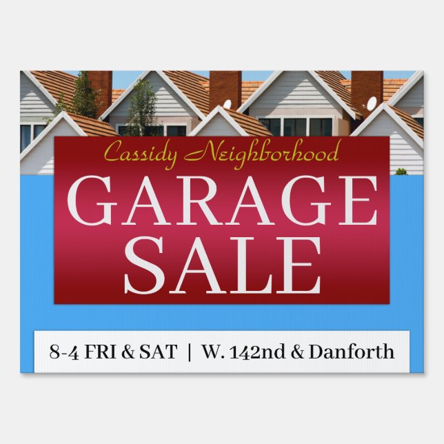 Neighborhood Garage Sale Sign Template (Back)