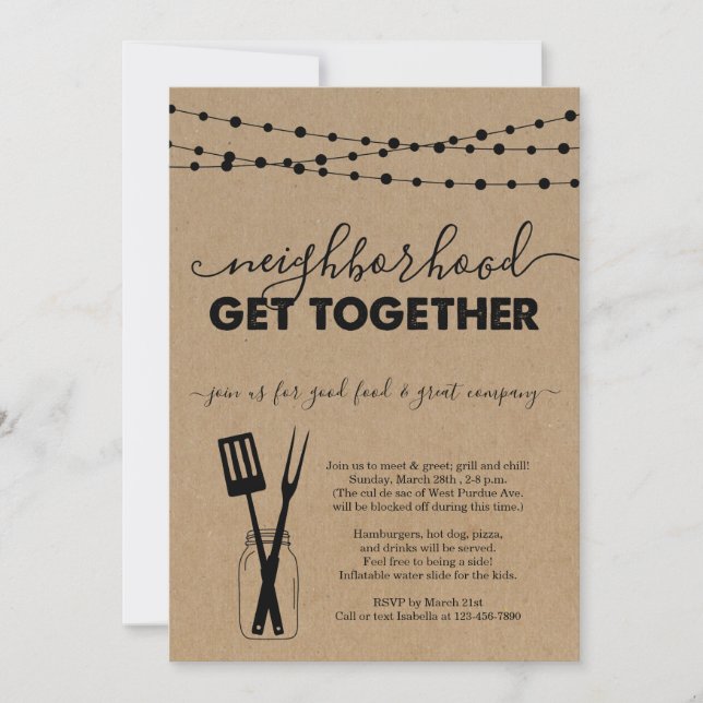 Neighborhood Get Together Invitation (Front)