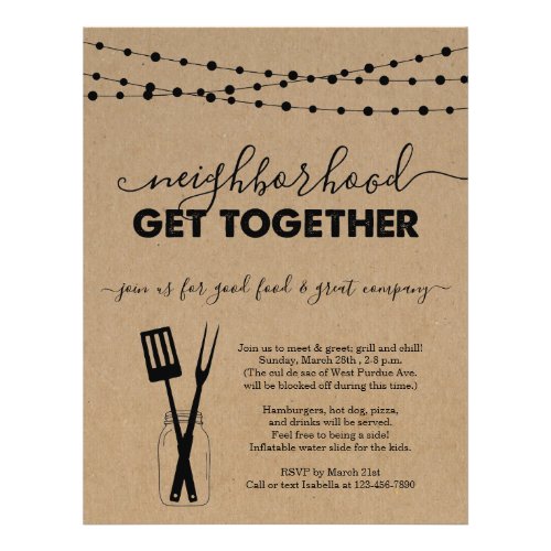 Neighborhood Get Together Invitation Flyer - Neighborhood Get Together Invitation Flyer - The perfect invitation for your neighborhood block party in a full page format.