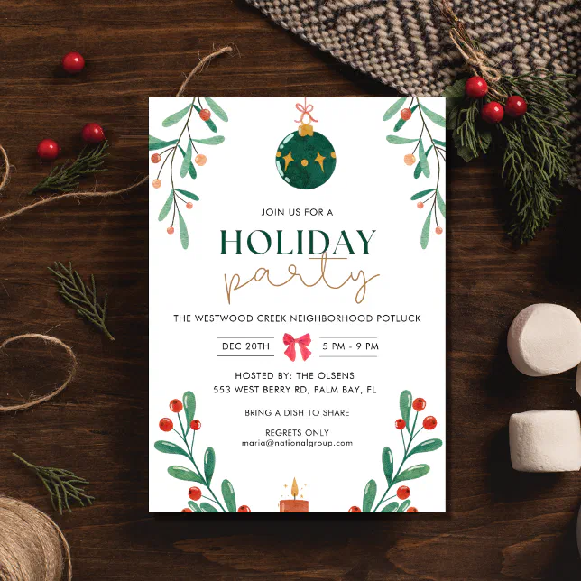 Neighborhood Holiday Christmas Party Invitation | Zazzle