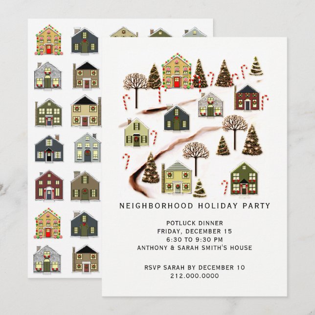 Neighborhood Holiday Party Invitation (Front/Back)