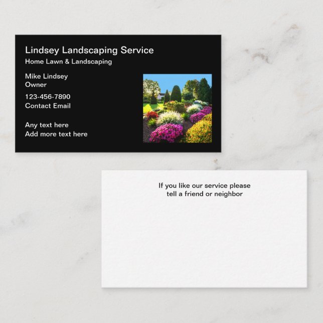 Neighborhood Lawn And Landscaping Business Cards  (Front/Back)