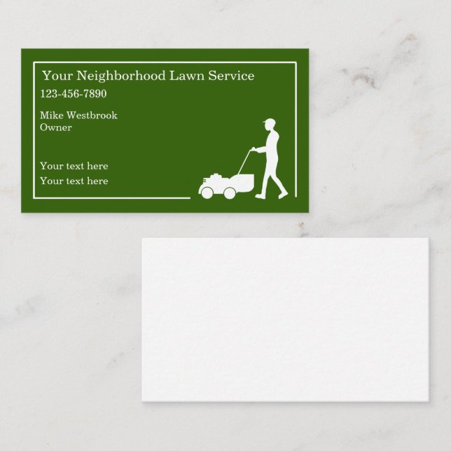 Neighborhood Lawn Service Simple Business Card (Front/Back)