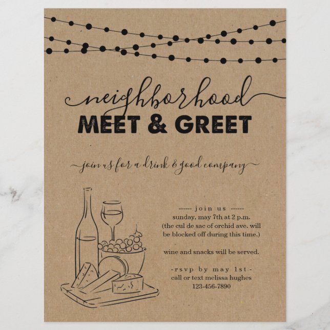 Neighborhood Meet and Greet Party Invitation Flyer (Front)
