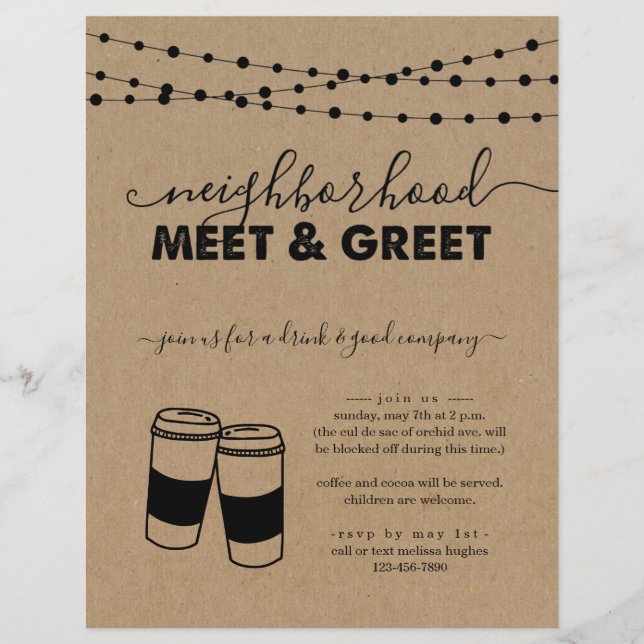 Neighborhood Meet and Greet Party Invitation Flyer (Front)