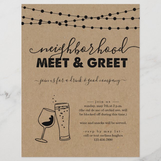 Neighborhood Meet and Greet Party Invitation Flyer (Front)