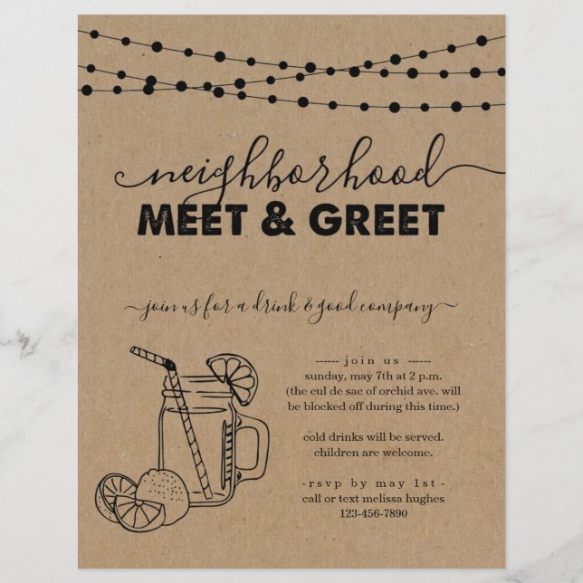 Neighborhood Meet and Greet Party Invitation Flyer (Front)