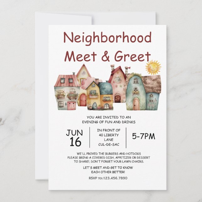 Neighborhood Meet & Greet Invitation (Front)