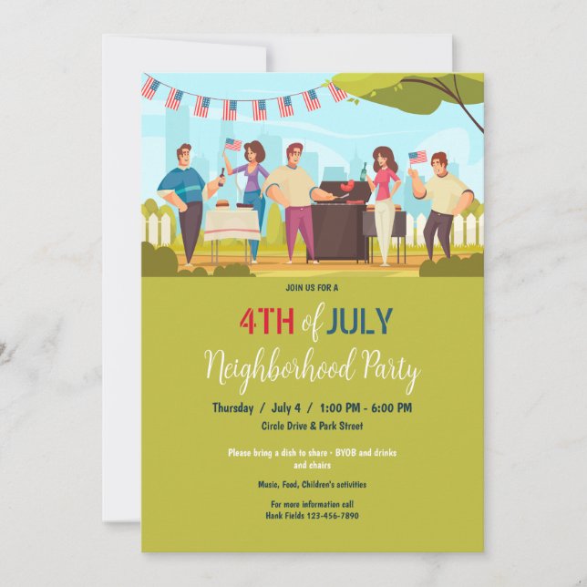 Neighborhood Patriotic Party Invitation (Front)