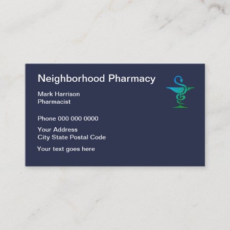 Neighborhood Pharmacy And Pharmacist Business Card