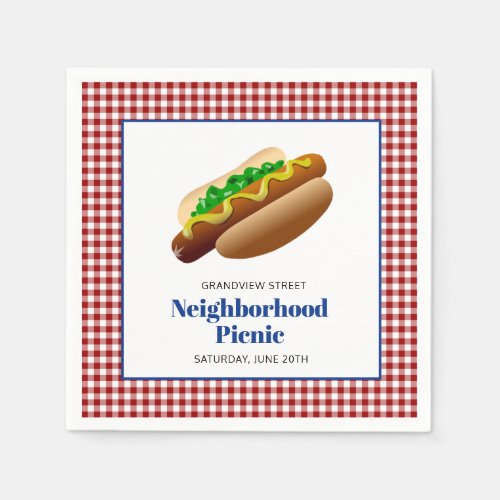 Neighborhood Picnic With Hot Dogs Napkins