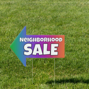 Neighborhood Sale Arrow Sign