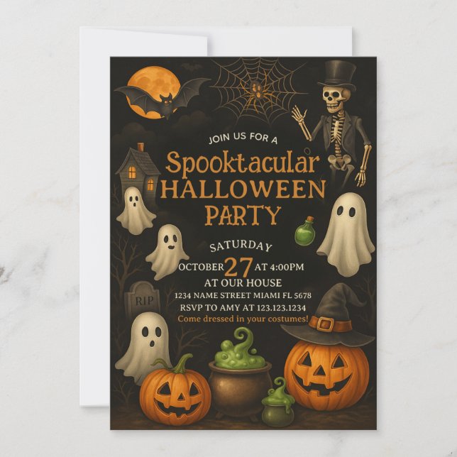 Neighborhood Spooktacular Halloween Party Invite (Front)