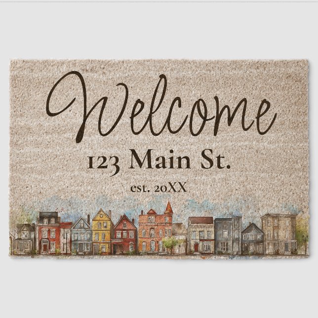 Neighborhood Welcome  Fiber Doormat (Front)