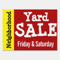 Neighborhood Yard SALE with Days - 18x24 Yard Sign