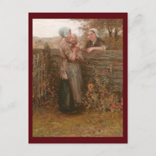 Neighbors Visiting Over the Fence Postcard