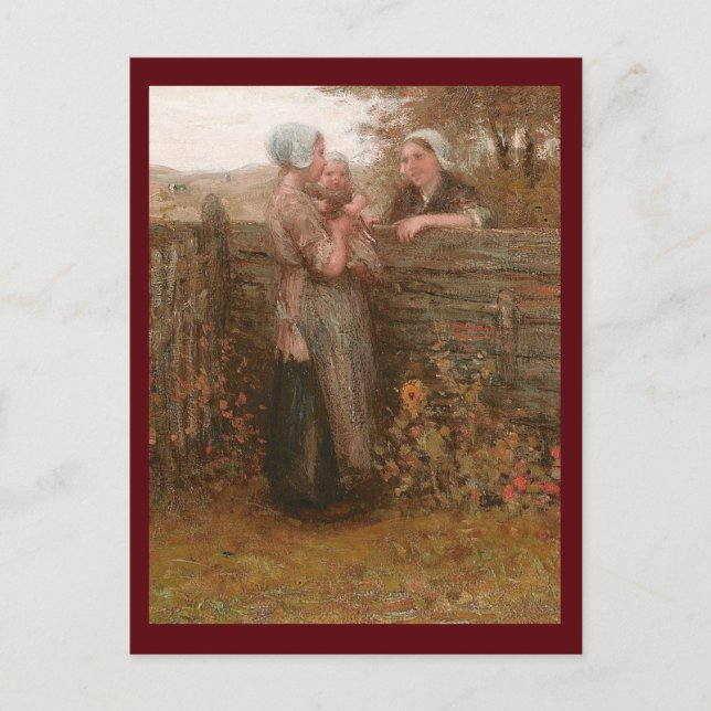 Neighbors Visiting Over the Fence Postcard (Front)