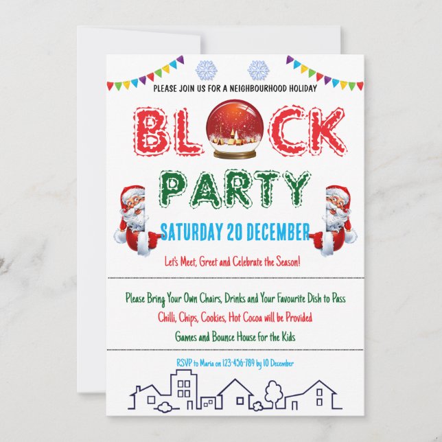 Neighbourhood Christmas Block Party Invitation (Front)